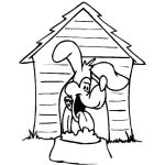 Dibujo para colorear Colorear Perro en su casita