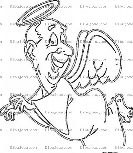 Dibujo para colorear Dibujo De Abuelito Angelito En El Cielo Para Pintar Y Colorear