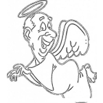 Dibujo para colorear Dibujo De Abuelito Angelito En El Cielo Para Pintar Y Colorear