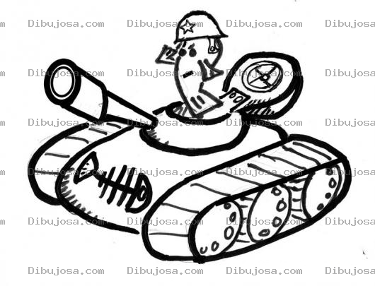 Dibujo para colorear Soldado Con Tanque Militar Para Pintar Y Colorear