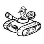 Dibujo para colorear Soldado Con Tanque Militar Para Pintar Y Colorear