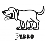 Dibujo para colorear Pintar perro con lengua de fuera