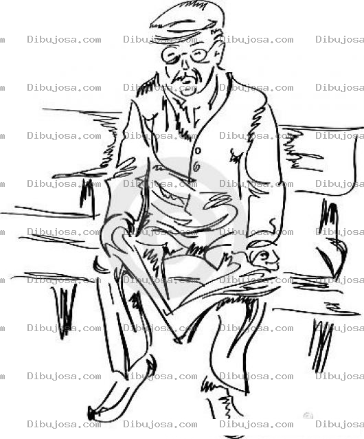Dibujo para colorear Dibujo De Viejito Leyendo Un Periodico En Una Banca Para Pintar Y Colorear
