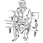 Dibujo para colorear Dibujo De Viejito Leyendo Un Periodico En Una Banca Para Pintar Y Colorear