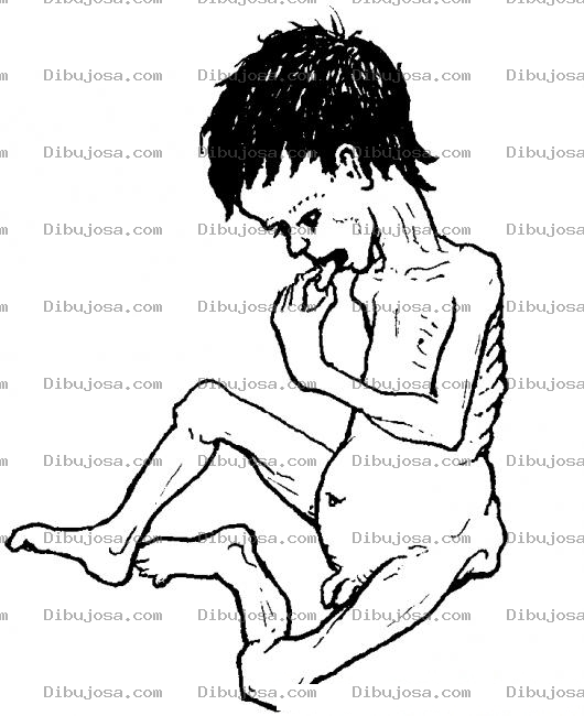 Dibujo para colorear Dibujo De Nino Hambriento Y Desnutrido Para Pintar Y Colorear