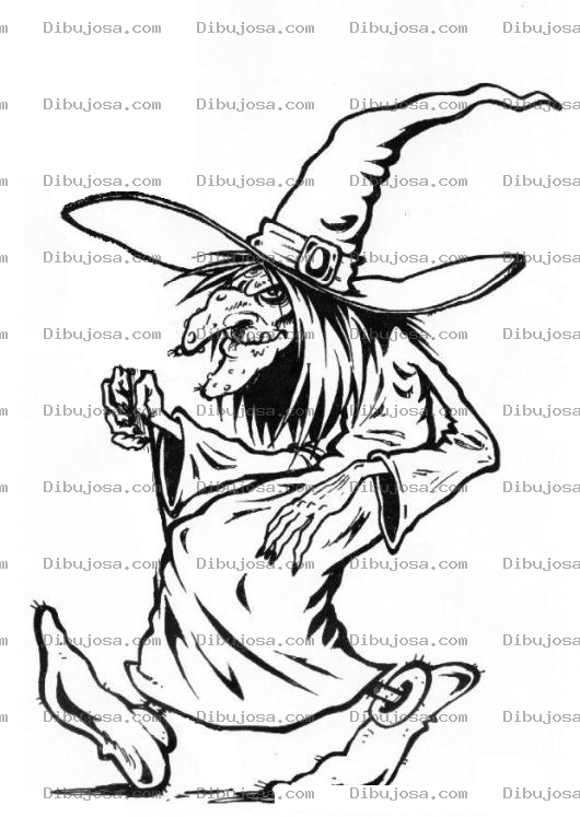 Dibujo para colorear Dibujo De Bruja Fea Caminando Para Pintar Y Colorear