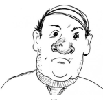 Dibujo para colorear Dibujo De Hombre Agripado Con Nariz Roja Para Pintar Y Colorear
