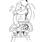 Dibujo para colorear Dibujo De Bebe En Mesa De Bebe Echandoce La Comida Encima Y Derramando Su Biberon Para Pintar Y Colorear