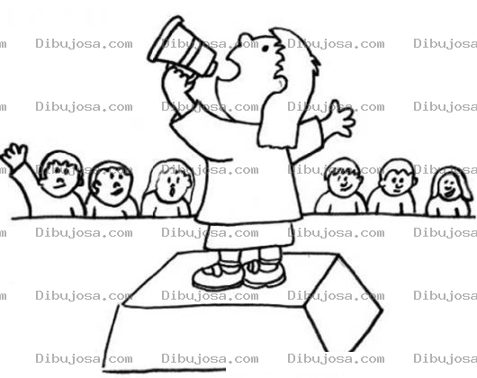 Dibujo para colorear Dibujo De Nina Con Megafono Hablando En Publico Para Pintar Y Colorear