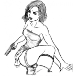 Dibujo para colorear Dibujo De Chica Con Pistola Para Pintar Y Colorear