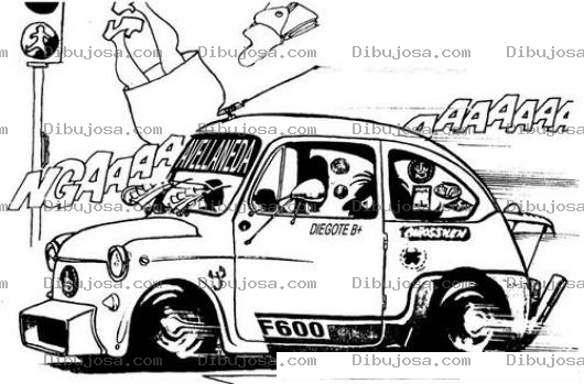 Dibujo para colorear Dibujo De Atropello Con Un Carrito Viejo Para Pintar Y Colorear mujer atropellada