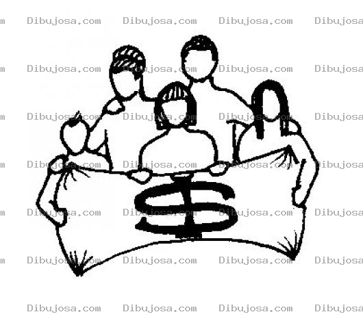 Dibujo para colorear Dibujo De Cheque Familiara Para Colorear Familia Estirando El Dinero