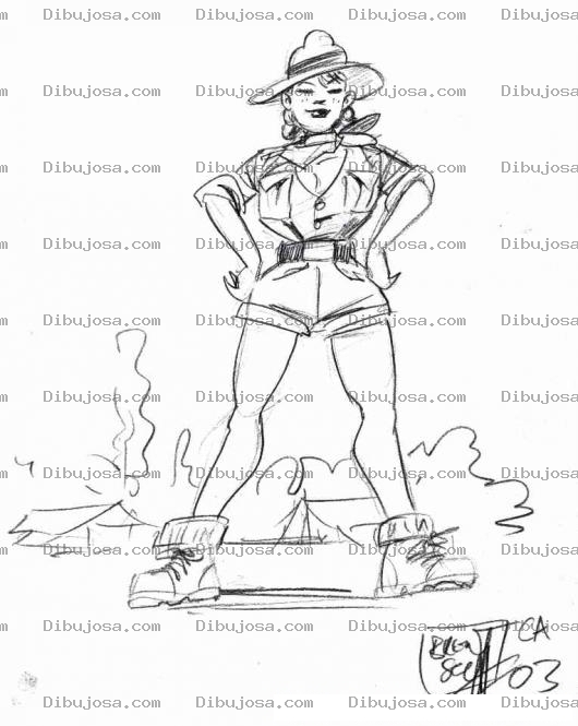 Dibujo para colorear Dibujo De Mujer Scout Para Pintar Y Colorear Chica Exploradora Girlscout