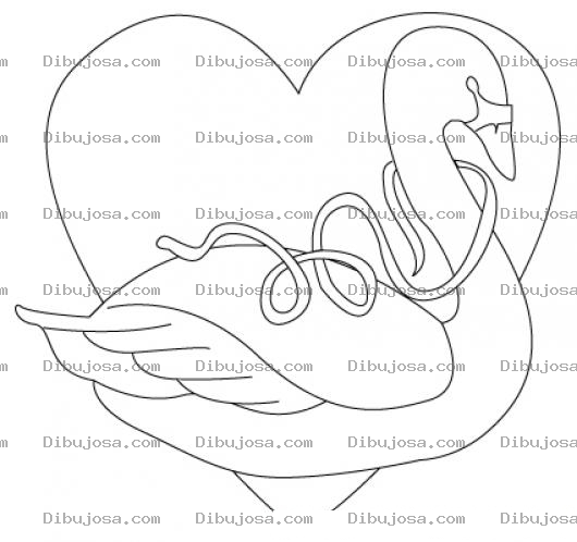 Dibujo para colorear Dibujo De Ganzo Y Corazon Para Pintar Y Colorear