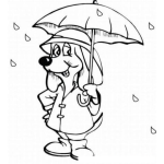 Dibujo para colorear Pintar Perro con Paraguas