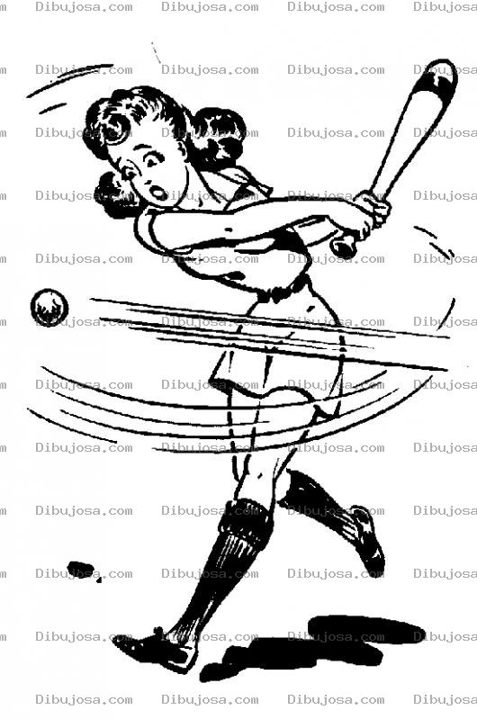 Dibujo para colorear Dibujo De Mujer Beisbolista Fallando Con Un Bate Para Pintar Y Colorear