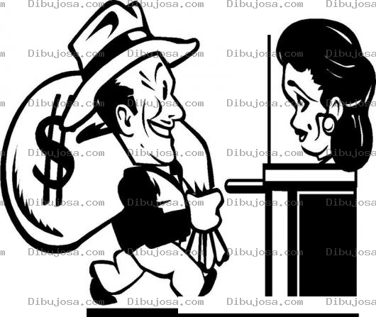 Dibujo para colorear Dibujo De Un Depositante Cuentahabiente Haciendo Un Deposito Bancario Voluminoso Para Pintar Y Colorear