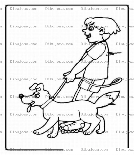 Dibujo para colorear Pintar Hombre Paseando al Perro con patines
