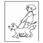Dibujo para colorear Pintar Hombre Paseando al Perro con patines