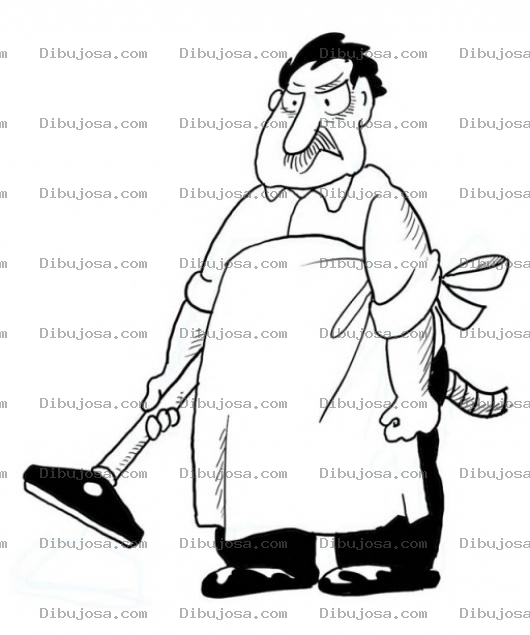 Dibujo para colorear Colorear Hombre Con Aspiradora