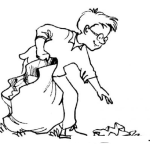 Dibujo para colorear Dibujo De Nino Recogiendo Basura En Una Bolsa Canguro Para Pintar Y Colorear