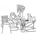Dibujo para colorear Dibujo De Lavando Platos Para Pintar Y Colorear Lavada De Platos Sucios