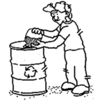 Dibujo para colorear Dibujo De Hombre Tirando La Casura En Un Tonel De Desechos Reciclables Para Pintar Y Colorear