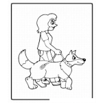 Dibujo para colorear Colorear Mujer paseando al perro