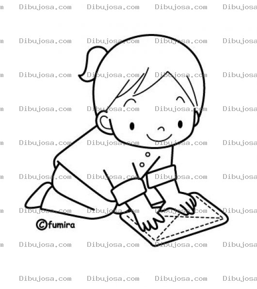 Dibujo para colorear Dibujo De Nina Cerrando Un Sobre Para Pintar Y Colorear