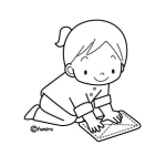 Dibujo para colorear Dibujo De Nina Cerrando Un Sobre Para Pintar Y Colorear