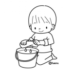 Dibujo para colorear Colorear Nino Limpiando El Piso