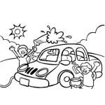 Dibujo para colorear Dibujo De Ninos Lavando Un Carro Para Pintar Y Colorear