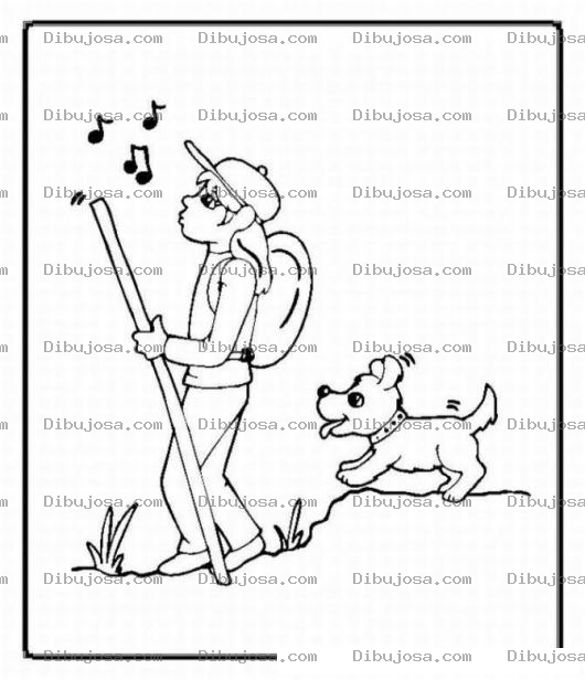 Dibujo para colorear Colorear perrito en excursion