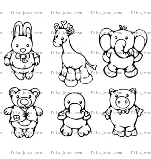 Dibujo para colorear Dibujos De Animalitos Para Pintar Y Colorear Conejito Jirafita Elefantito Osito Patito Y Marranito