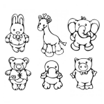 Dibujo para colorear Dibujos De Animalitos Para Pintar Y Colorear Conejito Jirafita Elefantito Osito Patito Y Marranito