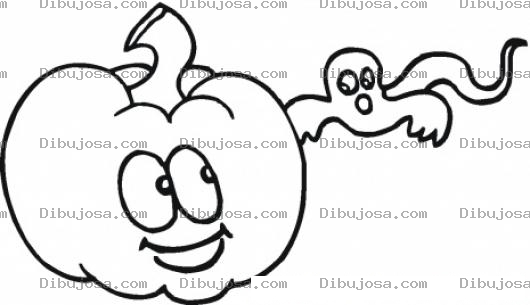 Dibujo para colorear Calabaza Y Fantasmita Para Pintar Y Colorear