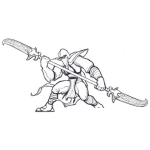 Dibujo para colorear Dibujo De Samurai Con Espada De 2 Puntas Para Pintar Y Colorear