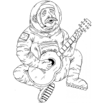 Dibujo para colorear Dibujo De Astronauta Tocando La Guitarra Para Pintar Y Colorear
