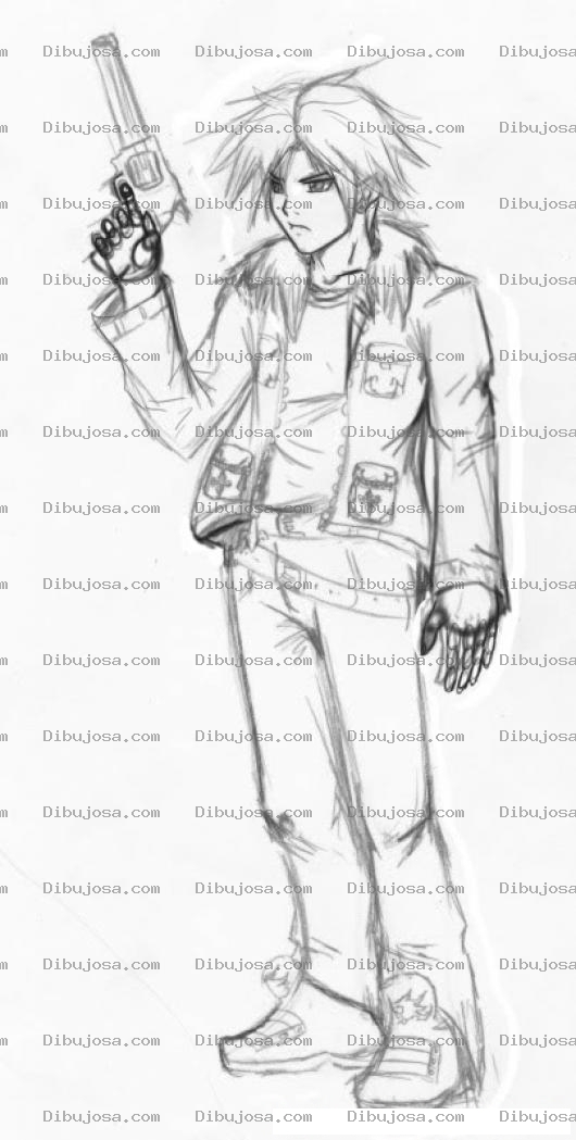 Dibujo para colorear Dibujo De Chico Con Revolver Para Pintar Y Colorear