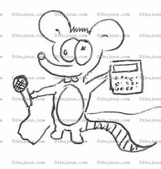 Dibujo para colorear Ratoncito Con Microfono Y Calculadora Para Pintar Y Colorear