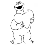 Dibujo para colorear Dibujo De Elmo Comiendo Un Corazon Para Pintar Y Colorear
