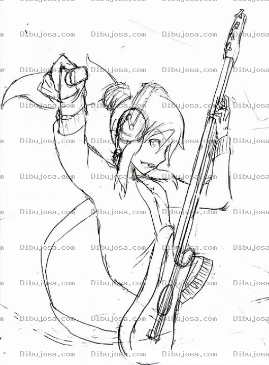 Dibujo para colorear Dibujo De Chica Con Guitarra Electrica Para Pintar Y Colorear