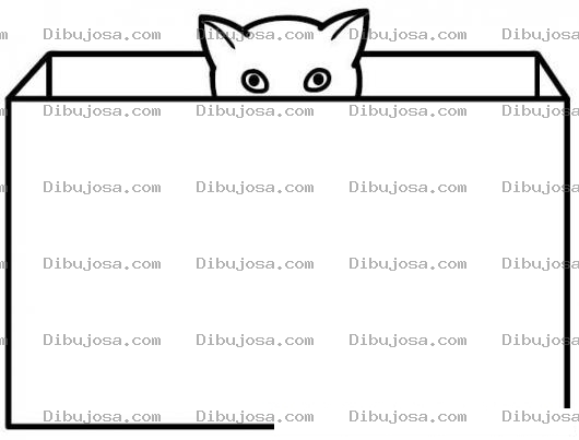 Dibujo para colorear Dibujo De Gato Metido En Una Caja Para Pintar Y Colorear
