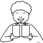 Dibujo para colorear Dibujo De Nino Recibiendo Un Regalo Para Colorear