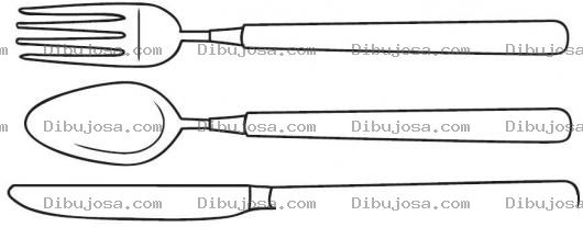 Dibujo para colorear Dibujo De Tenedor Cuchara Y Cuchillo Para Pintar Y Colorear Cubiertos