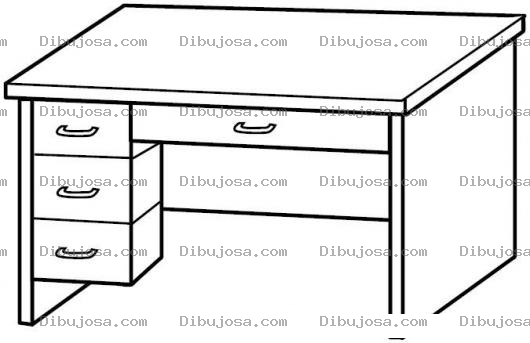 Dibujo para colorear Dibujo De Escritorio Secretarial Para Pintar Y Colorear Escritorio Con Gabetas