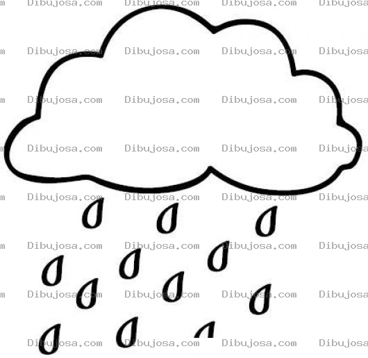 Dibujo para colorear Dibujo De Nube Con Gotas De Lluvia Para Pintar Y Colorear