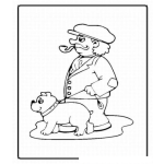 Dibujo para colorear Pintar a un perro gordito y a su dueno gordito
