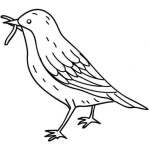 Dibujo para colorear Dibujo De Pajarito Comiendo Una Lombriz Para Pintar Y Colorear