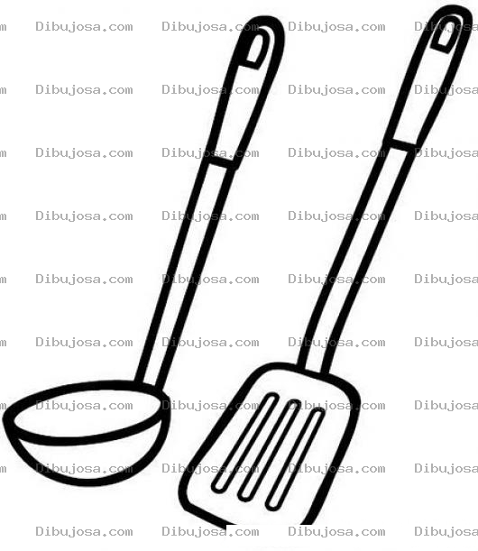 Dibujo para colorear Cucharon Y Espatula Para Pintar Y Colorear Implementos De Cocina